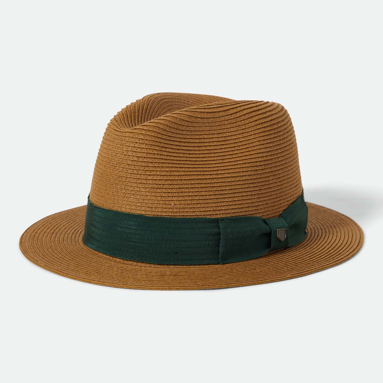 ROMA STRAW PACKABLE FEDORA - DARK TAN/PRIMAL GREEN