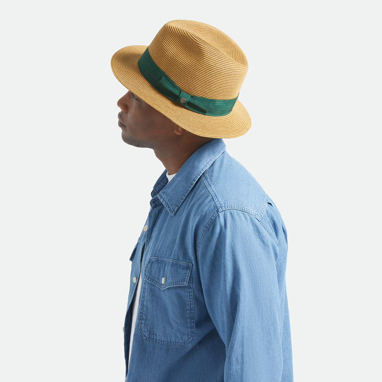ROMA STRAW PACKABLE FEDORA - DARK TAN/PRIMAL GREEN
