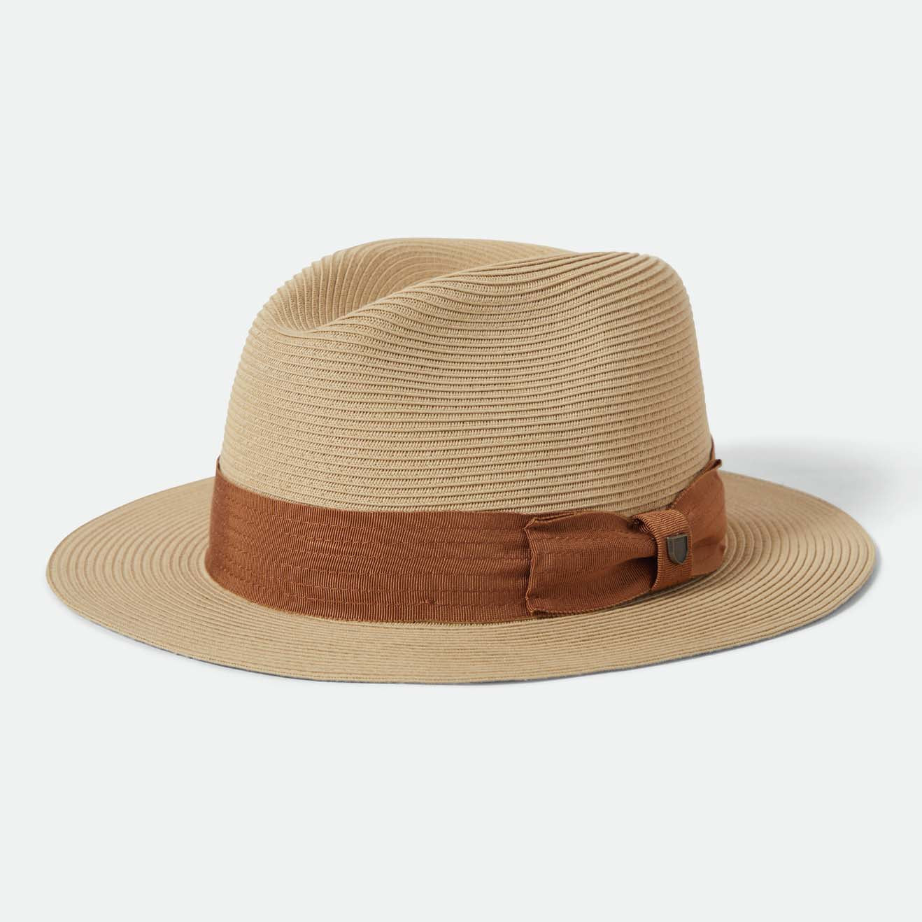 ROMA STRAW PACKABLE FEDORA - NATURAL/BRONZE