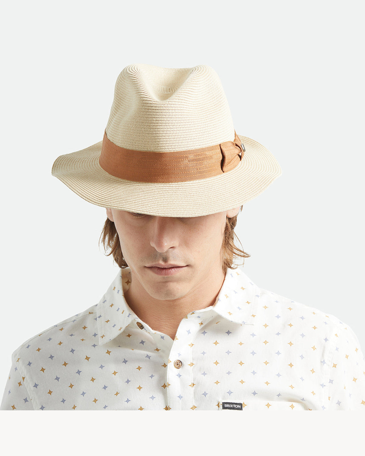 ROMA STRAW PACKABLE FEDORA - NATURAL/BRONZE