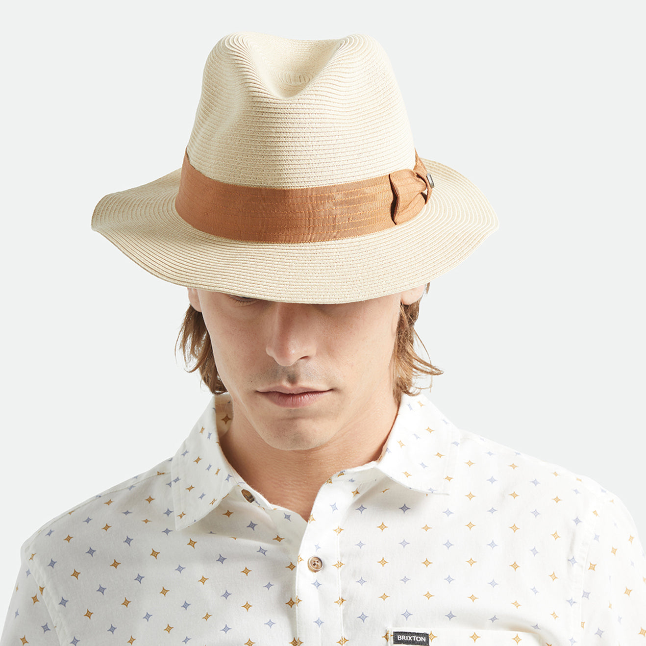 ROMA STRAW PACKABLE FEDORA - NATURAL/BRONZE