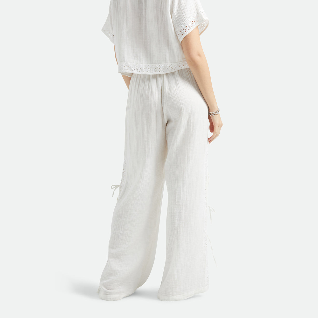 SEASIDE EYELET WIDE LEG PANT - OFF WHITE EYELET