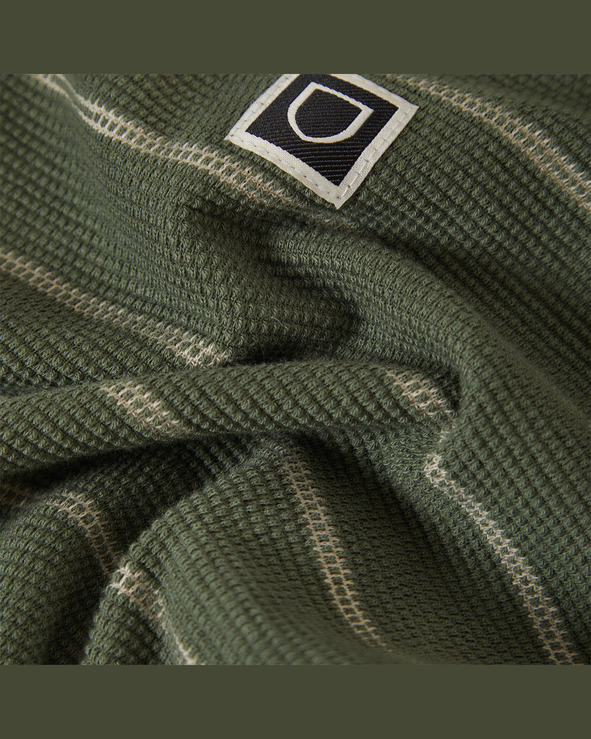 SHIELD PIQUE S/S BOXY KNIT TEE - DARK OLIVE/WHITECAP