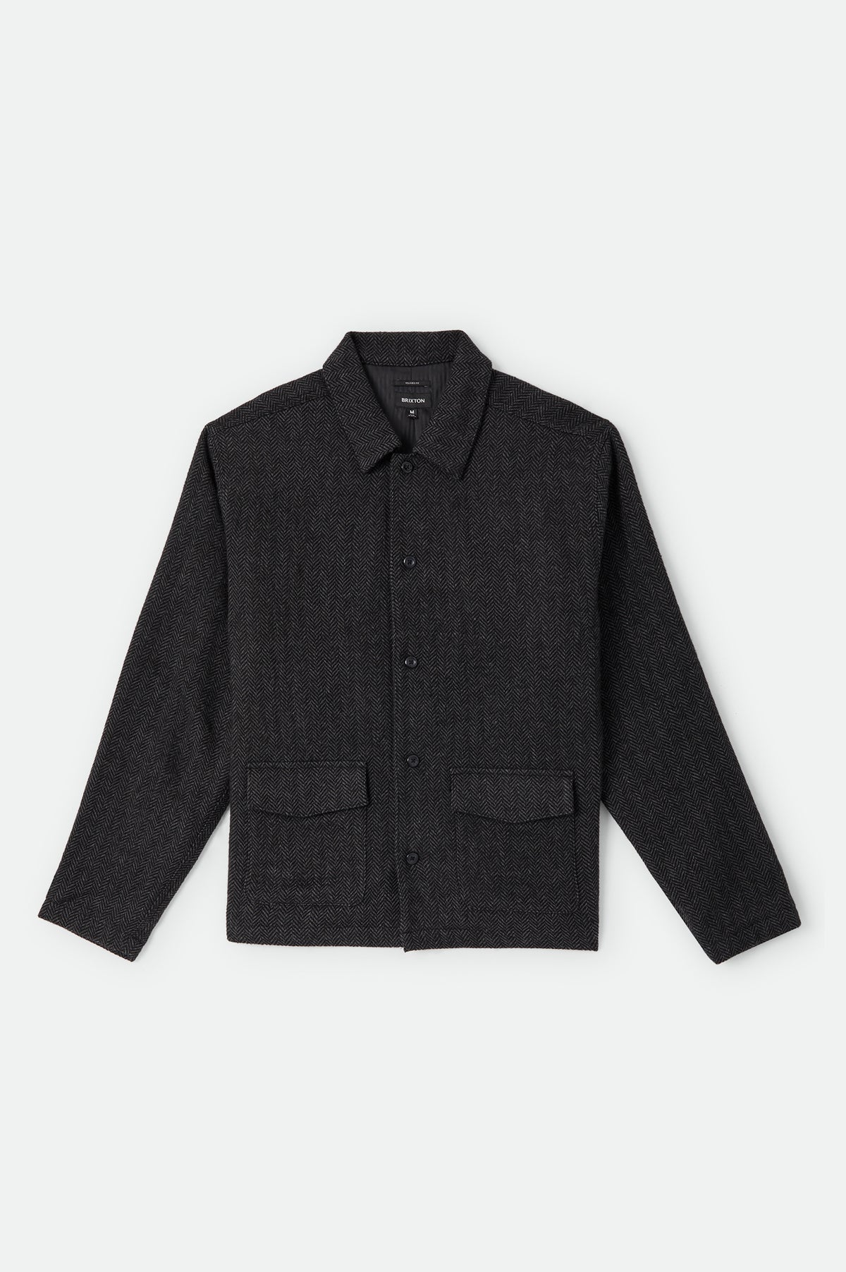 SHORT MAC COAT - BLACK HERRINGBONE