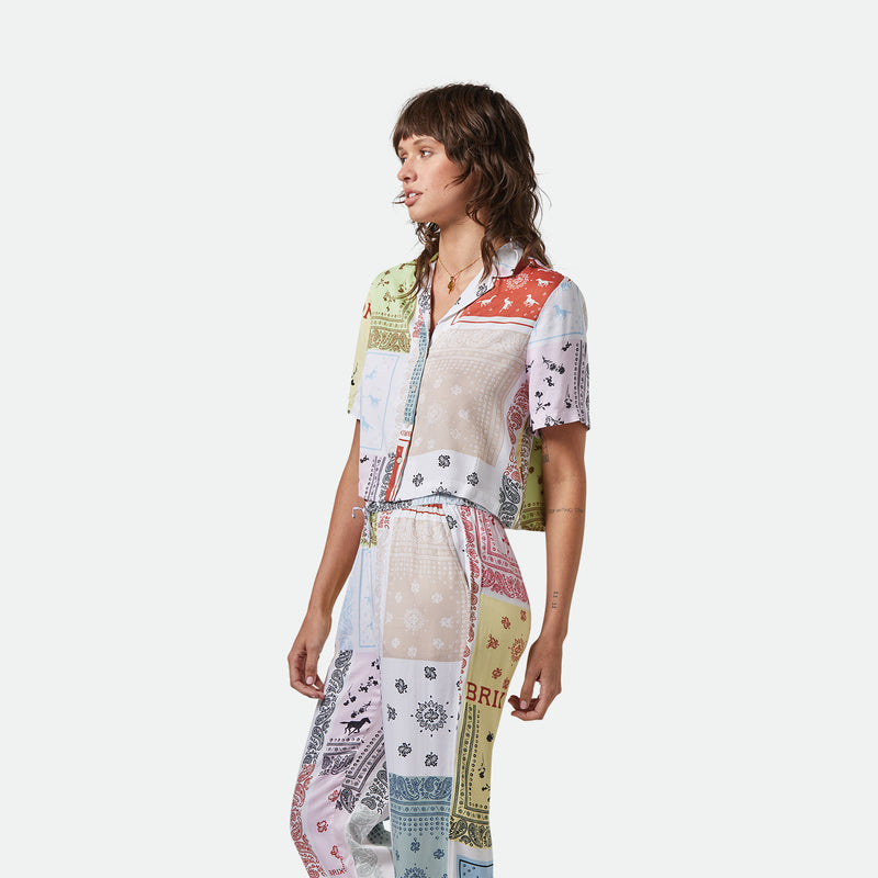 SILKY S/S BOWLING BUTTON DOWN-MULTI COLOR BANDANA