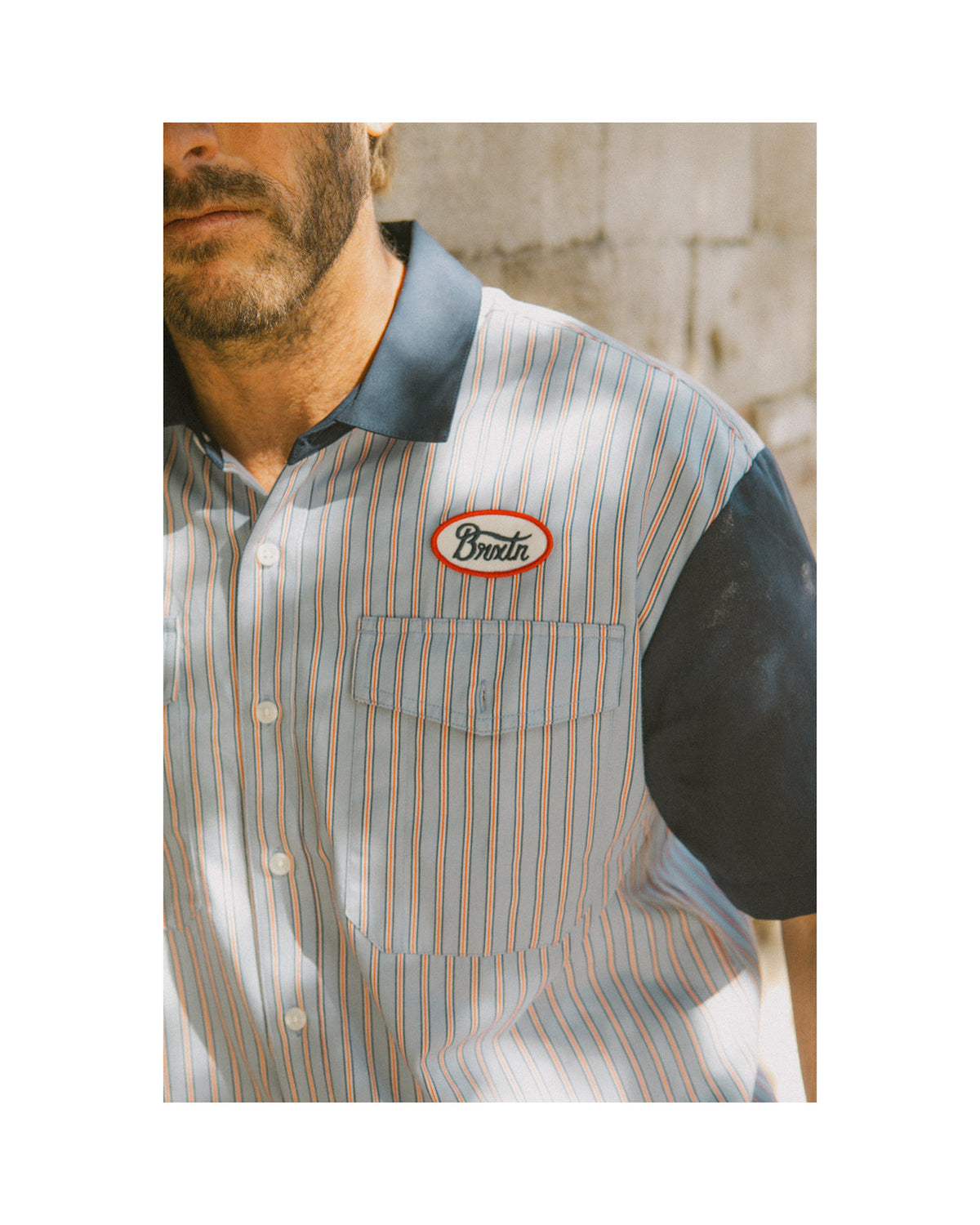 BUILDERS OLSON S/S WVN - BLUE AURA STRIPE