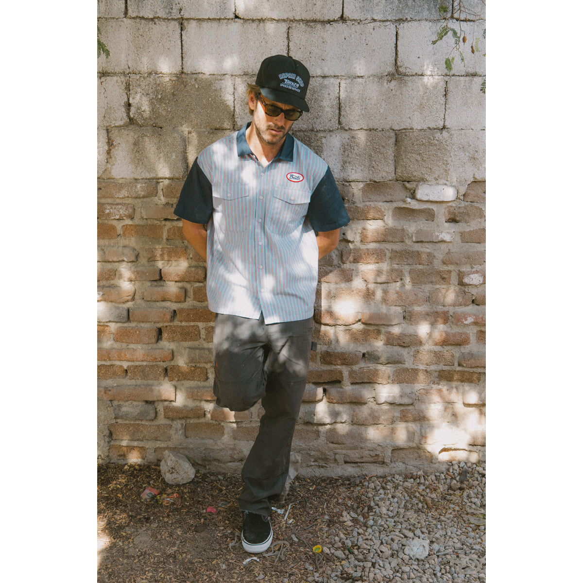 BUILDERS OLSON S/S WVN - BLUE AURA STRIPE