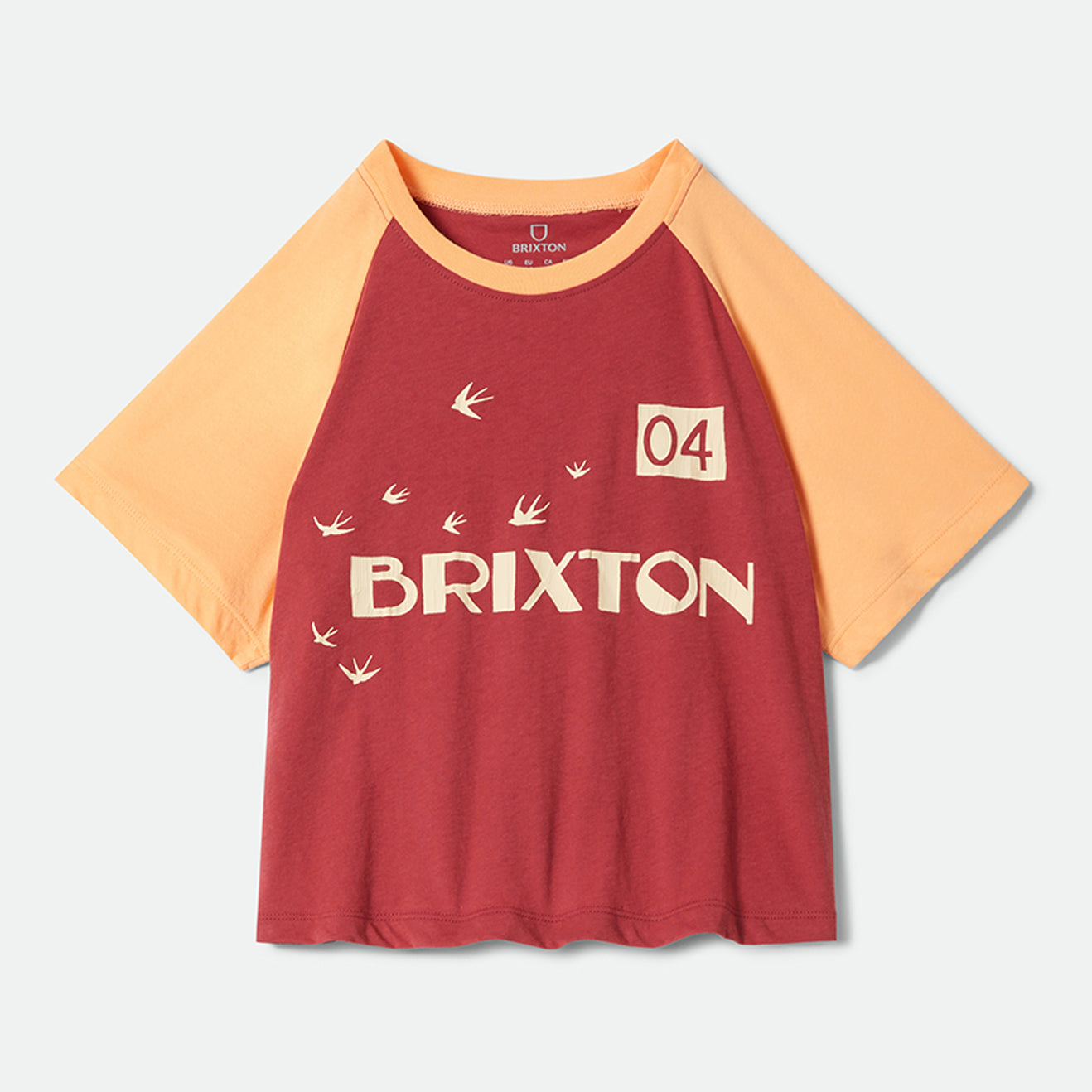 SWALLOW SKY CROPPED RAGLAN - ROBUST RED/PEACH COBBLER