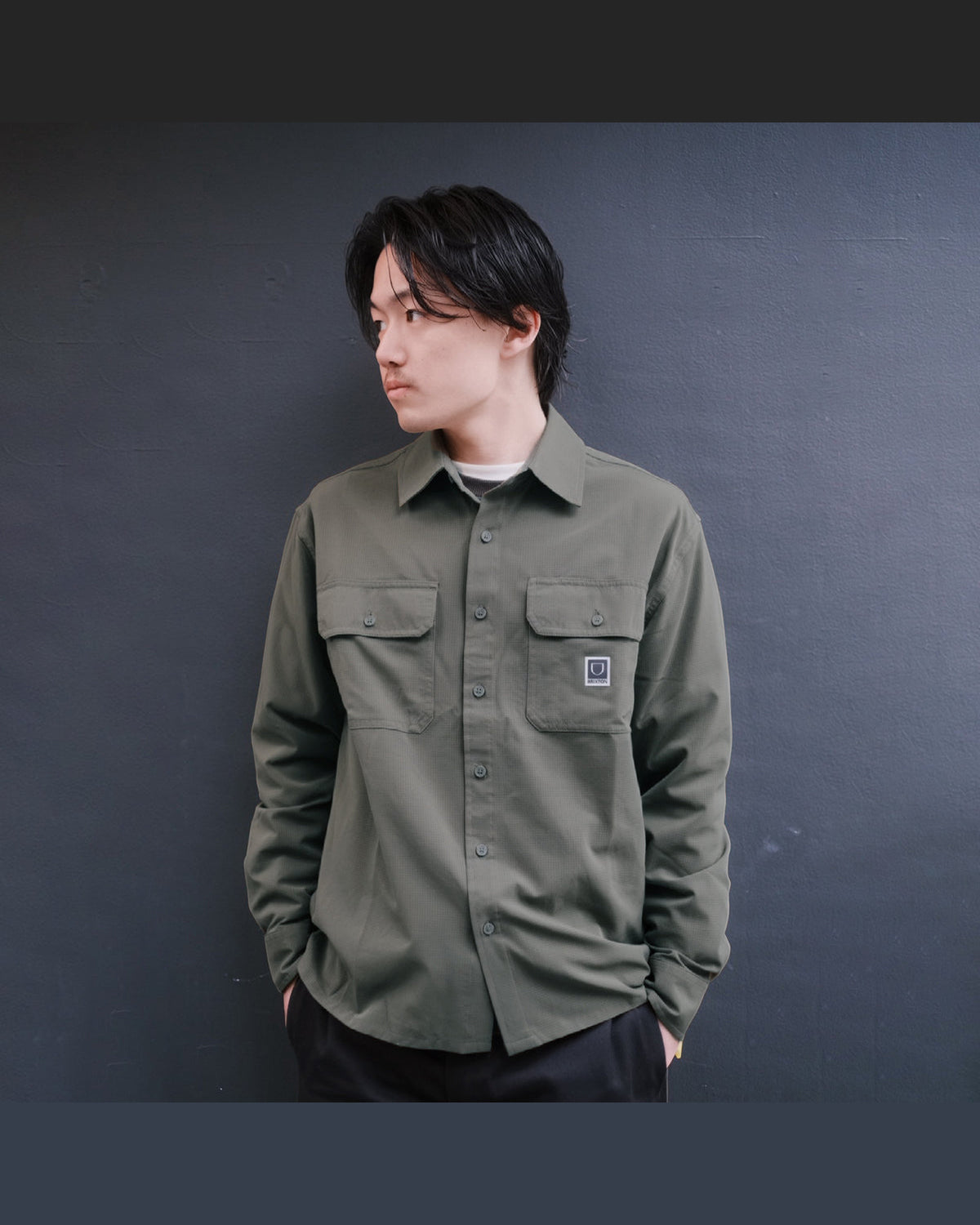 JOURNEY LW L/S WVN - DARK OLIVE