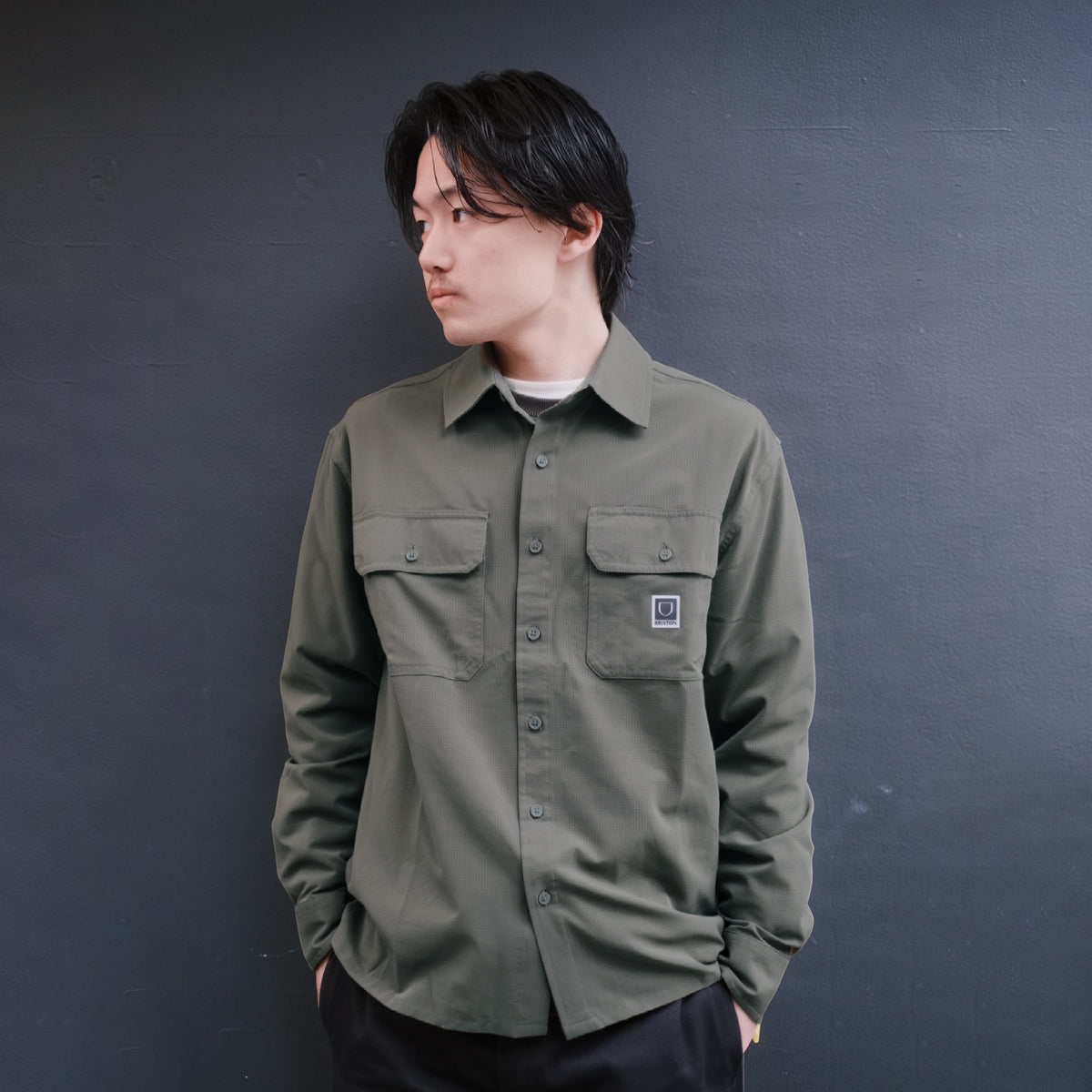 JOURNEY LW L/S WVN - DARK OLIVE