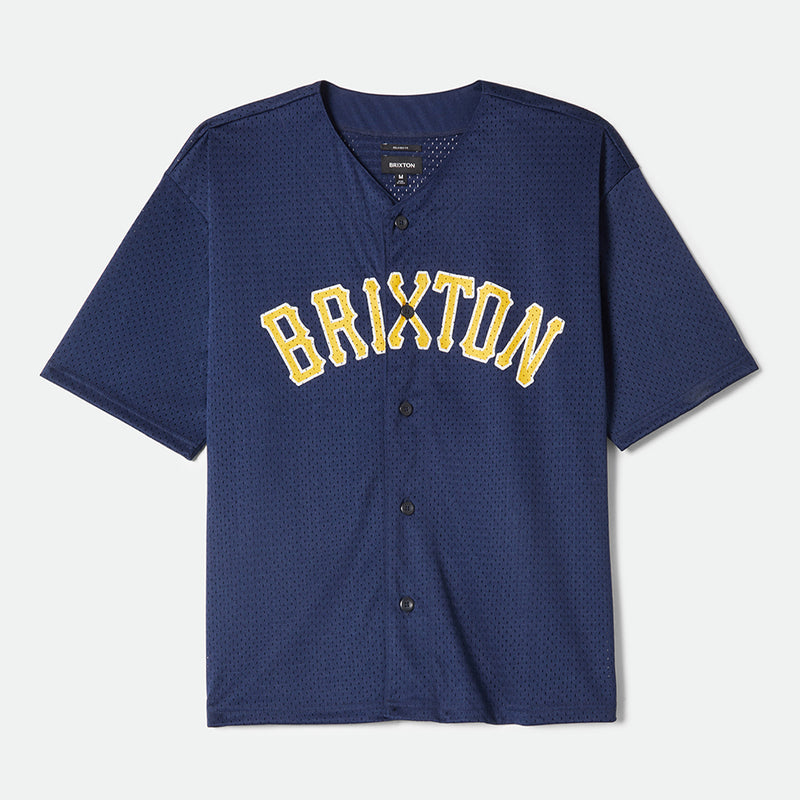THE BRIXTON MESH BASEBALL JERSEY - WASHED NAVY