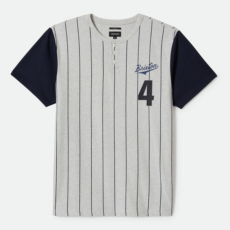 THE LEAGUE BASEBALL TEE - HEATHER GREY ASH/WASHED NAVY