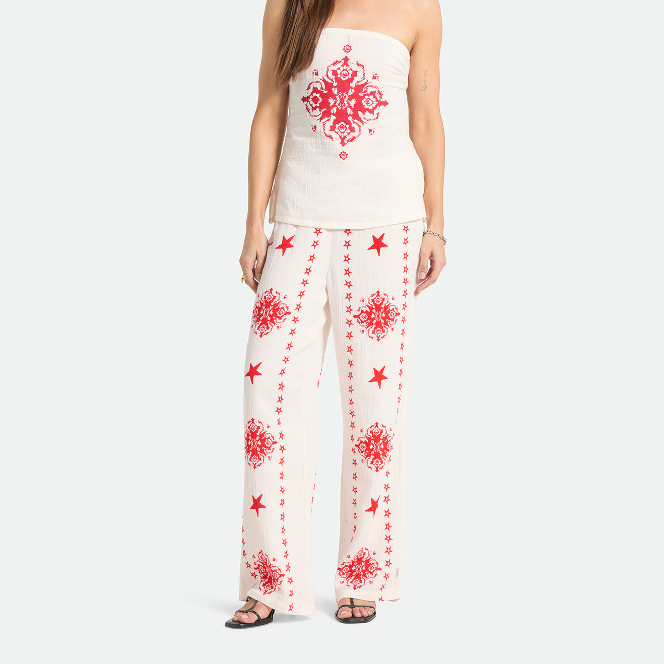 THE LOLA LOUNGE PANT - OFF WHITE TILE