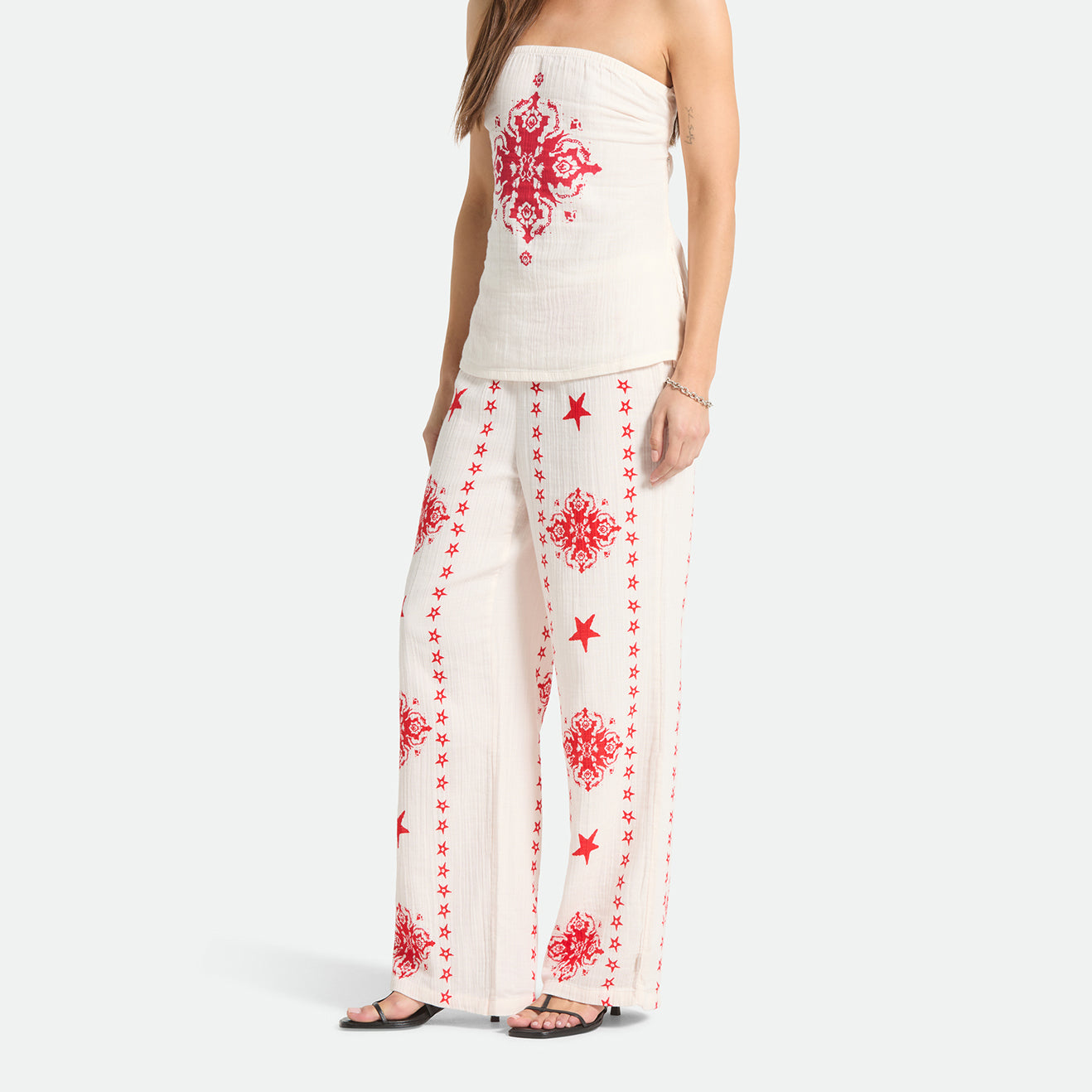 THE LOLA LOUNGE PANT - OFF WHITE TILE
