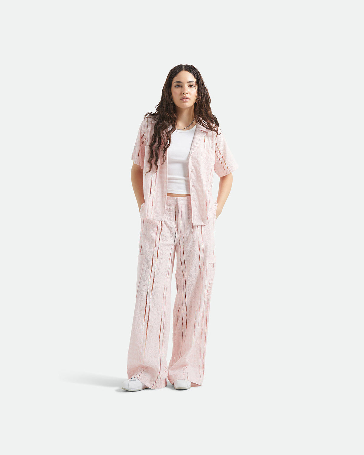 THE MERCER WIDE LEG TROUSER PANT - CHALK PINK
