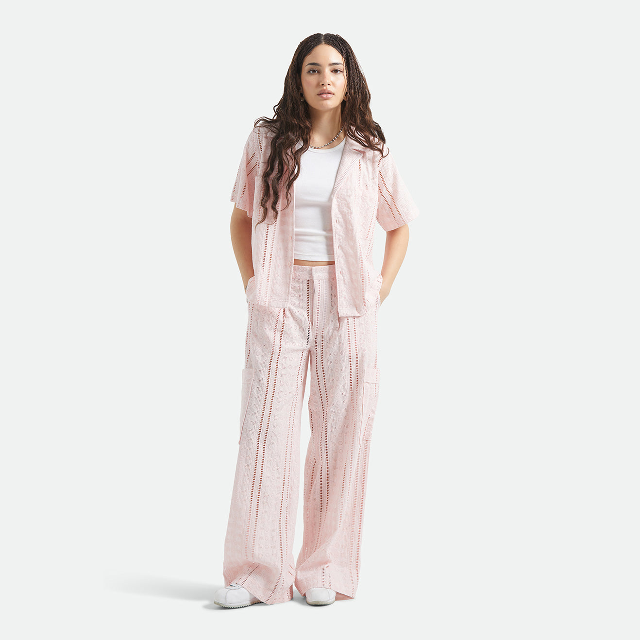 THE MERCER WIDE LEG TROUSER PANT - CHALK PINK