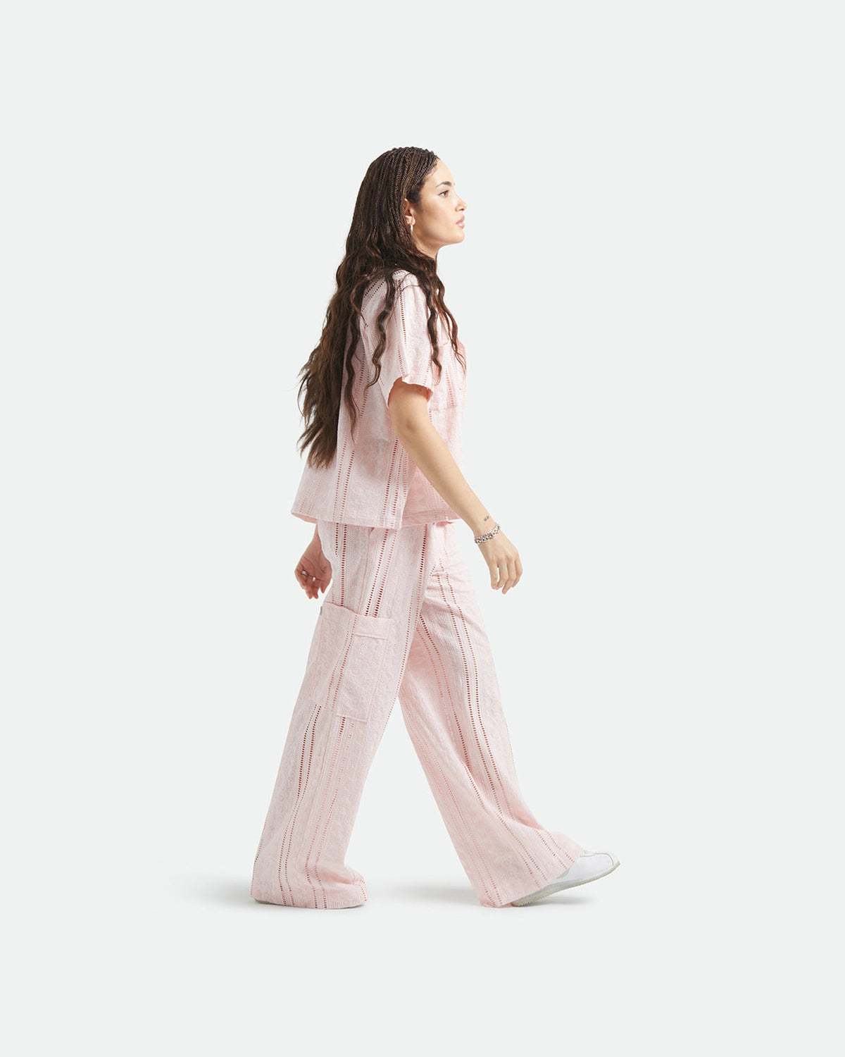 THE MERCER WIDE LEG TROUSER PANT - CHALK PINK