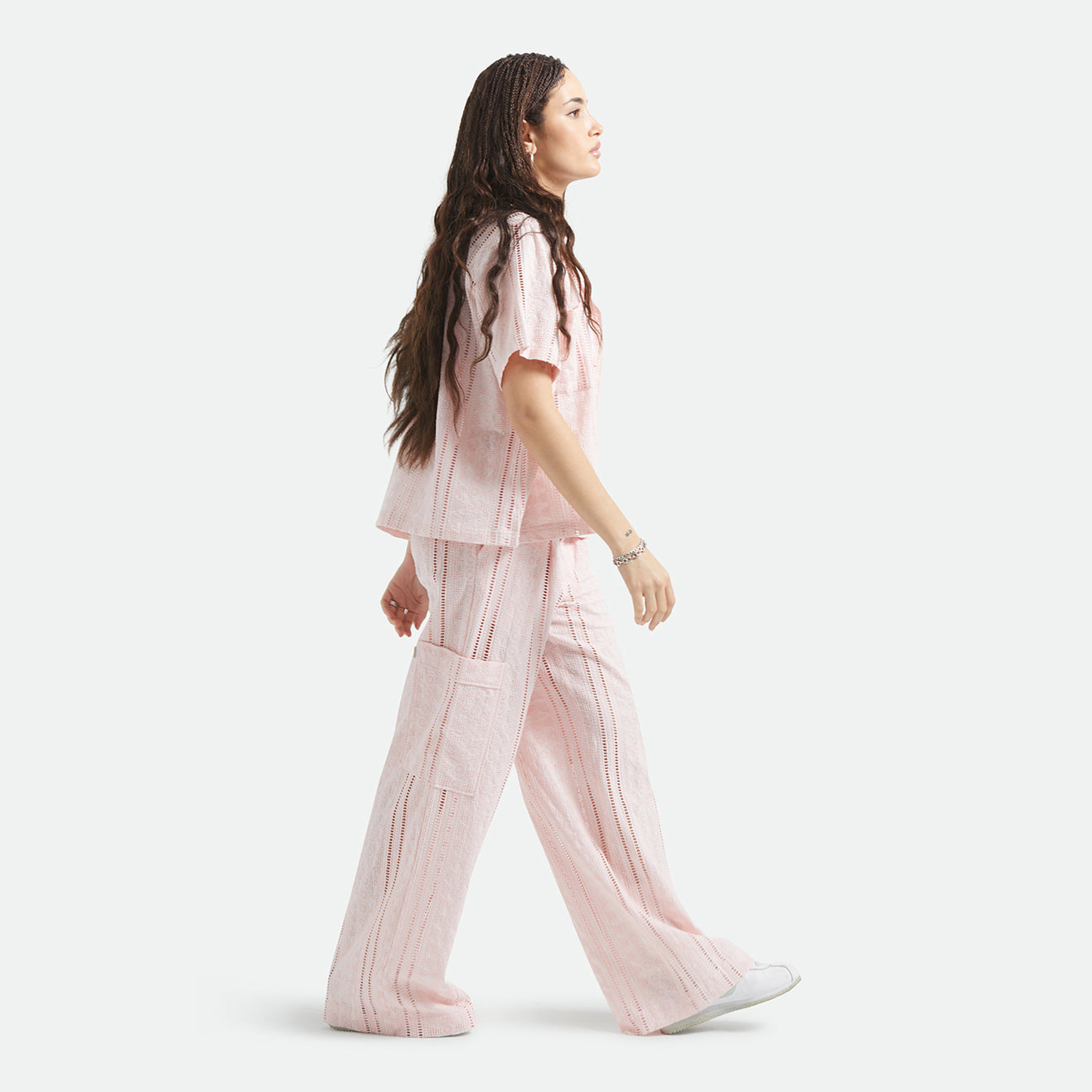 THE MERCER WIDE LEG TROUSER PANT - CHALK PINK