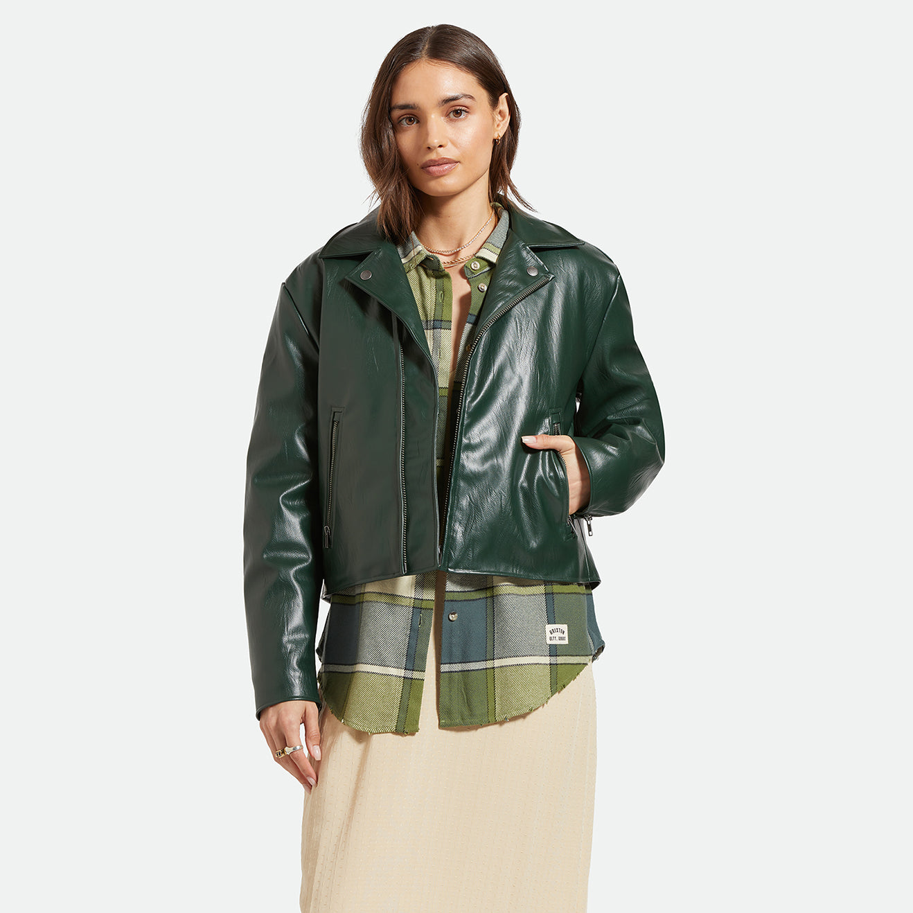 THE MOTO VEGAN LEATHER JKT-PINE NEEDLE