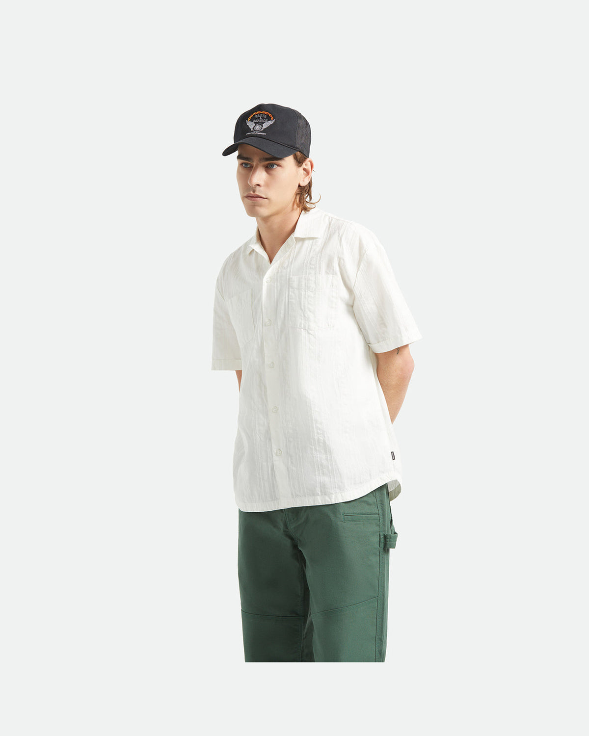 THE VINTAGE S/S WVN - OFF WHITE JACQUARD STRIPE