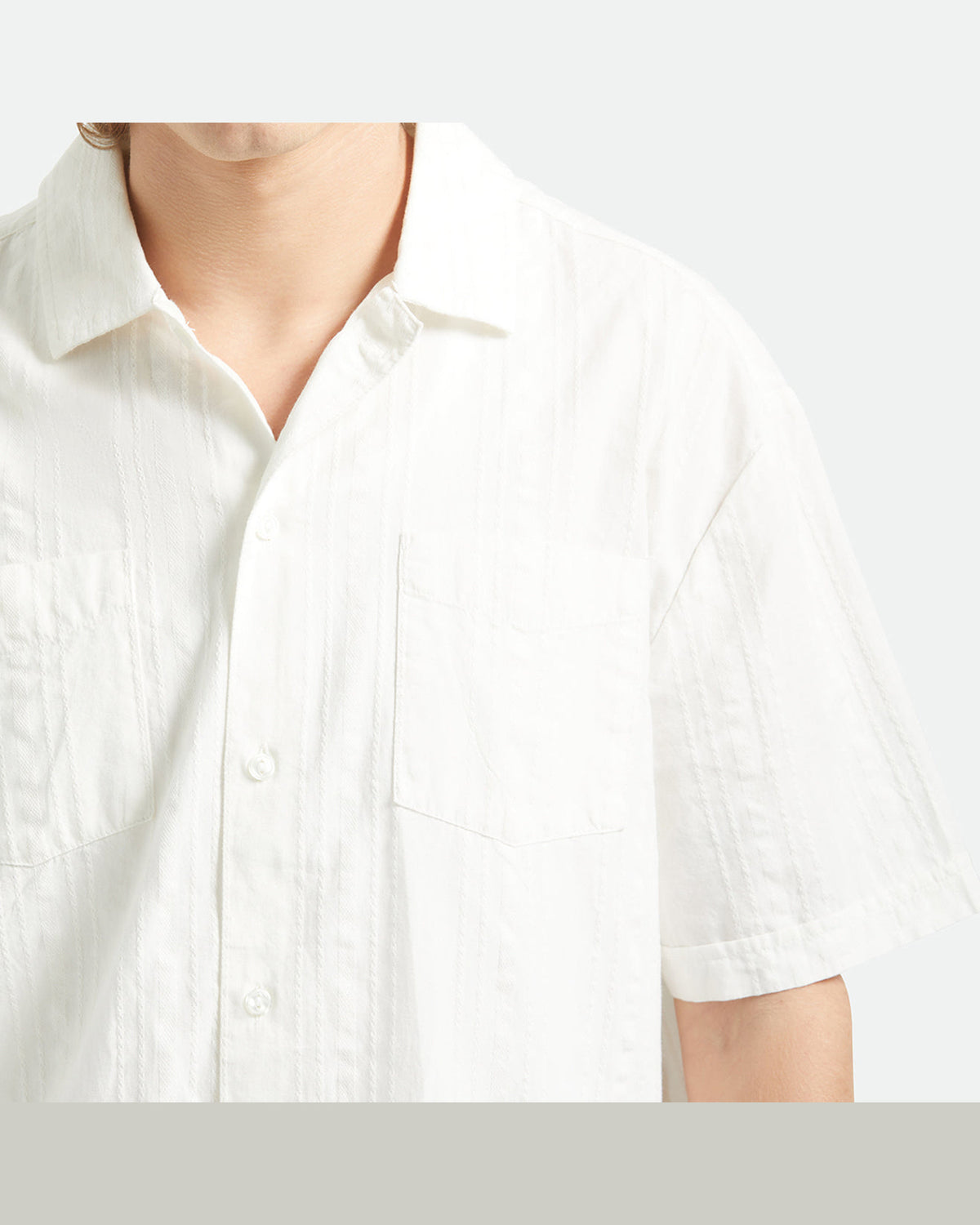 THE VINTAGE S/S WVN - OFF WHITE JACQUARD STRIPE