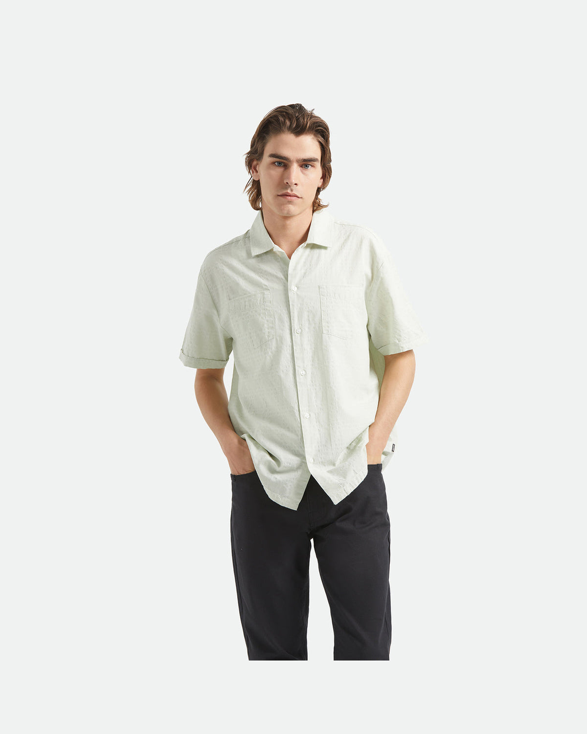 THE VINTAGE S/S WVN - SEA FOAM JACQUARD CHECK