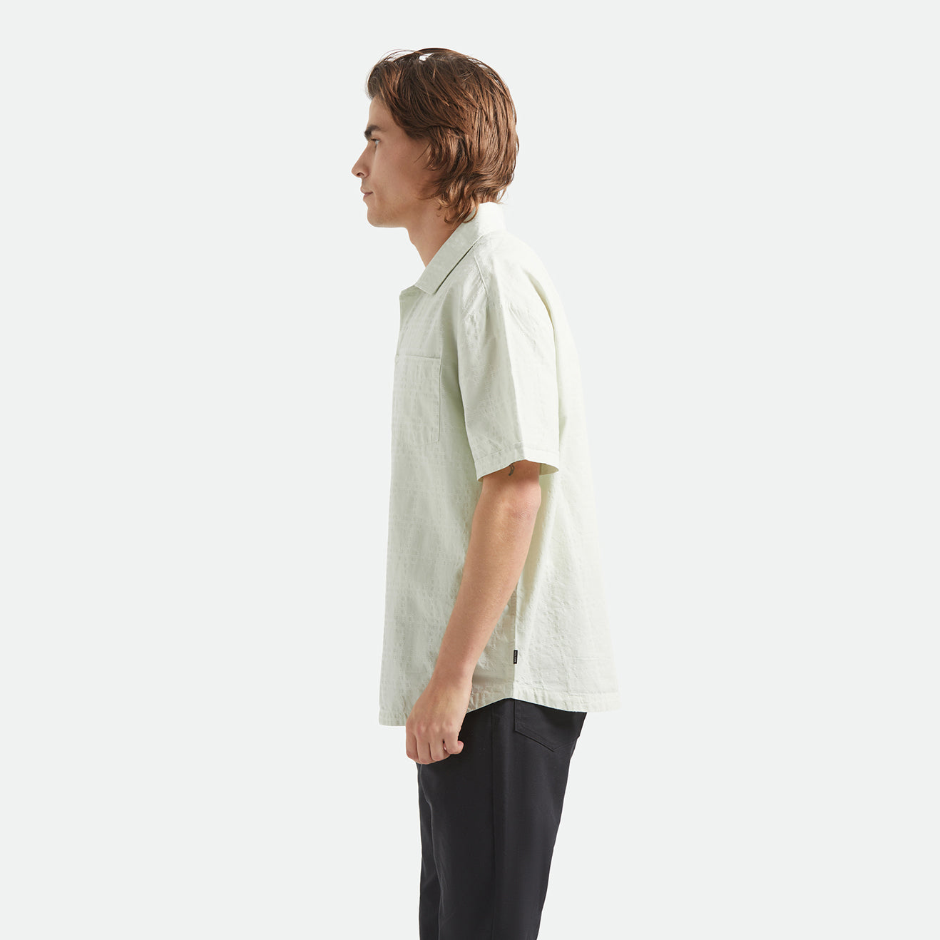 THE VINTAGE S/S WVN - SEA FOAM JACQUARD CHECK