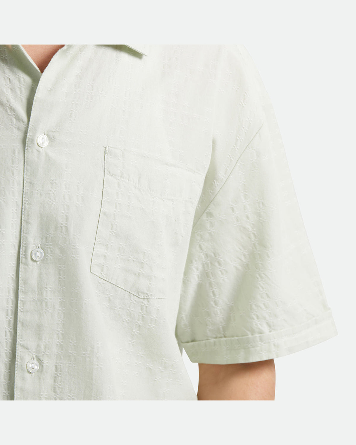 THE VINTAGE S/S WVN - SEA FOAM JACQUARD CHECK