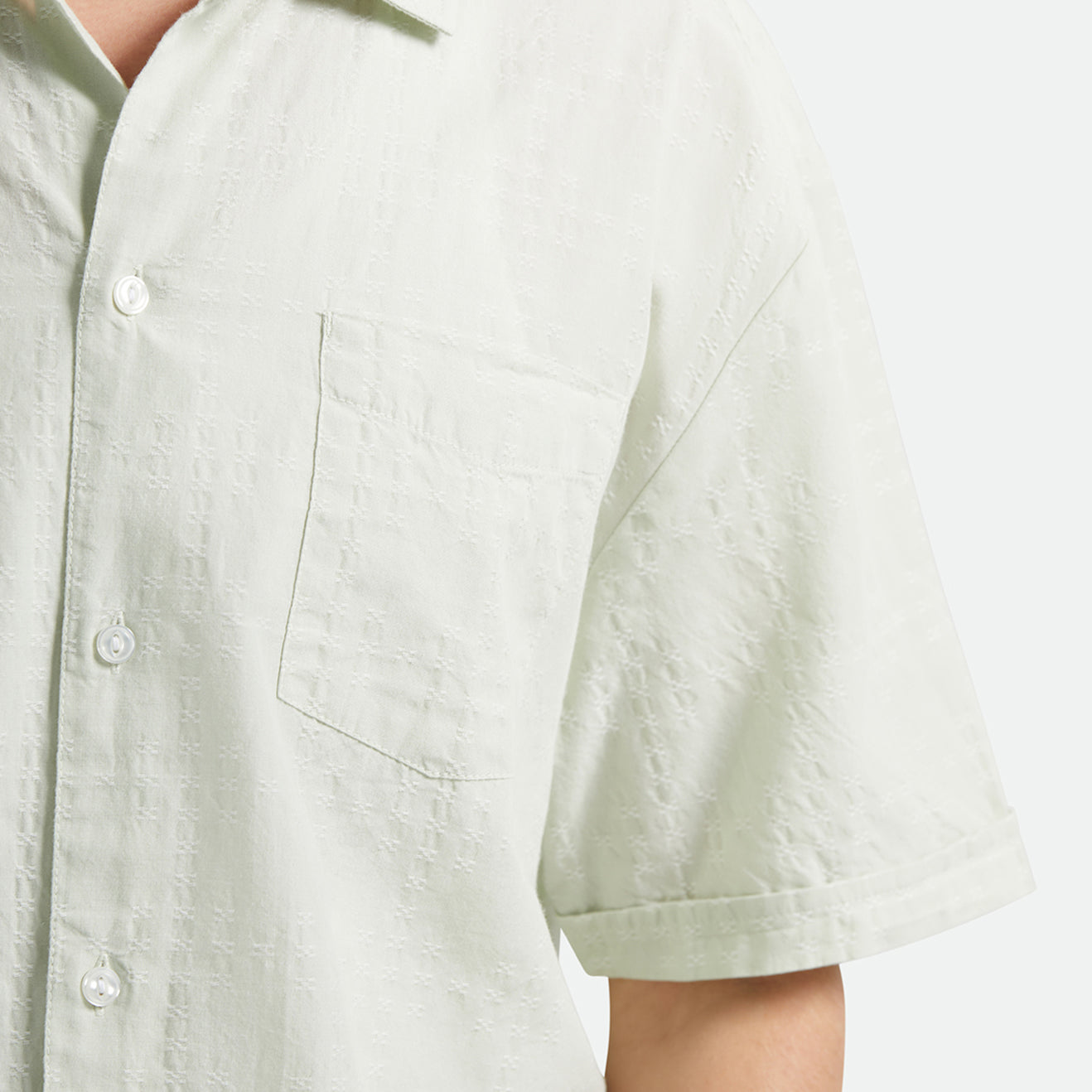 THE VINTAGE S/S WVN - SEA FOAM JACQUARD CHECK