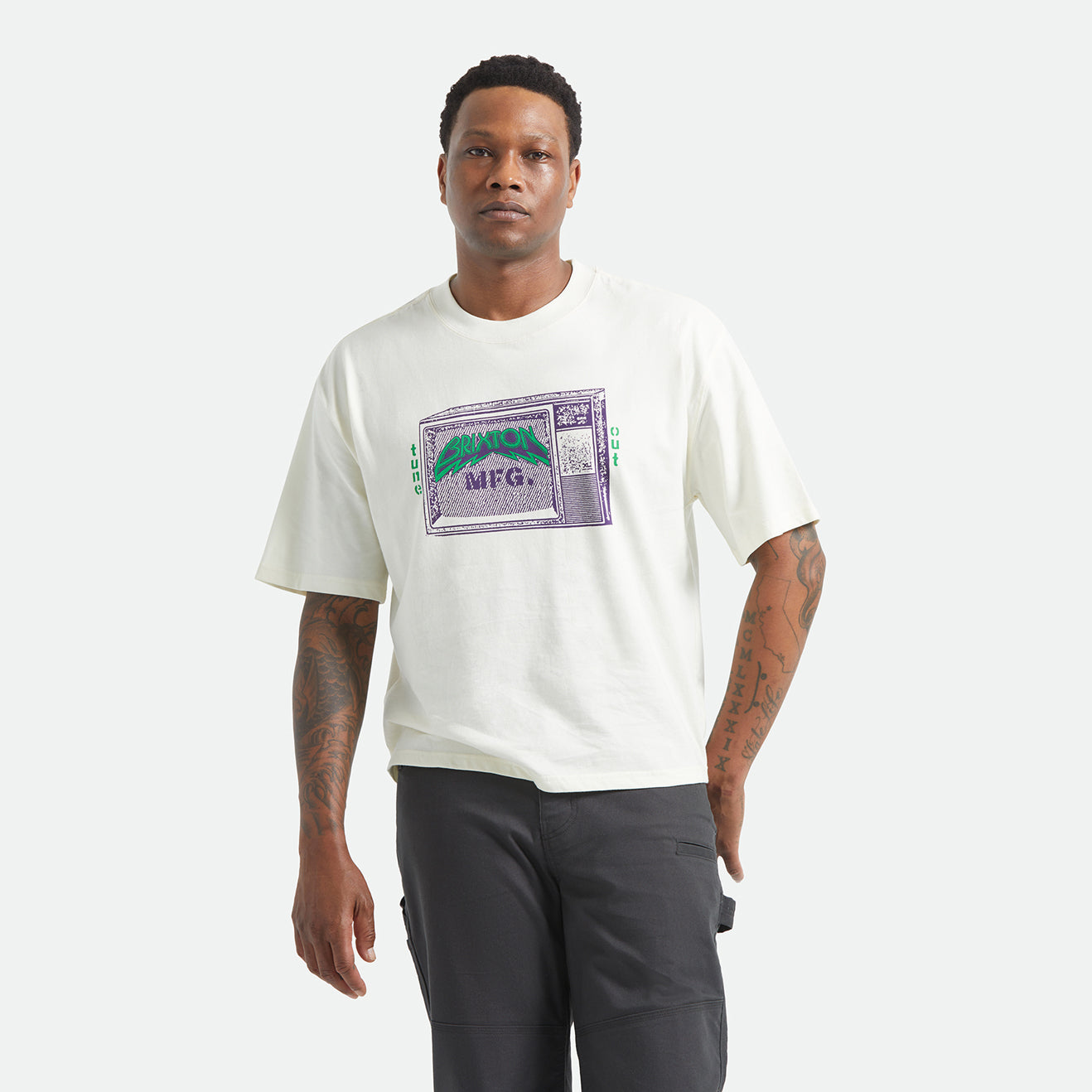 TUNE OUT S/S CROPPED TEE - CREAM