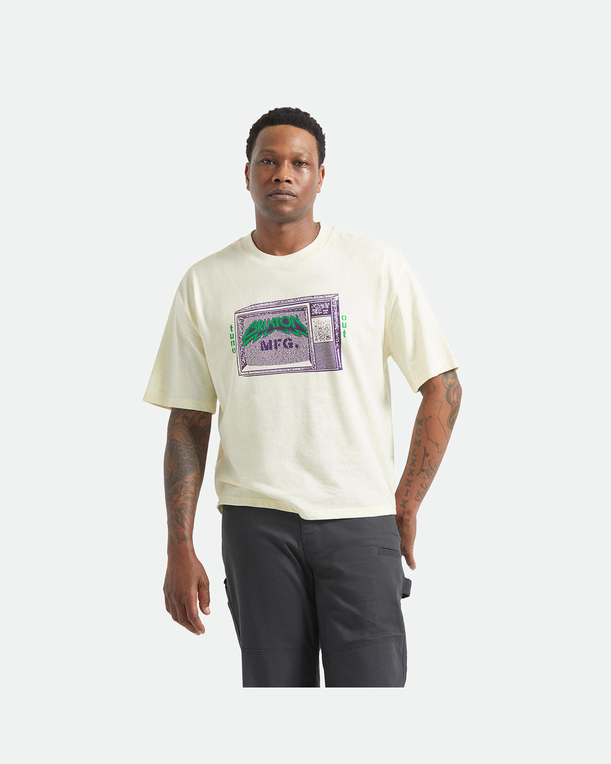 TUNE OUT S/S CROPPED TEE - CREAM