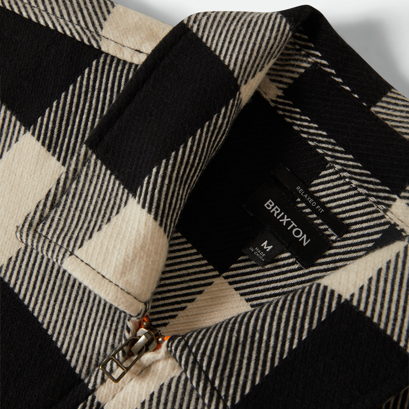 UNION ZIP FLANNEL - OFF WHITE/BLACK