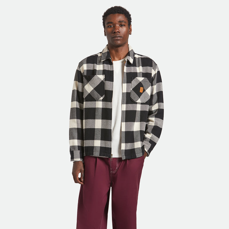 UNION ZIP FLANNEL - OFF WHITE/BLACK
