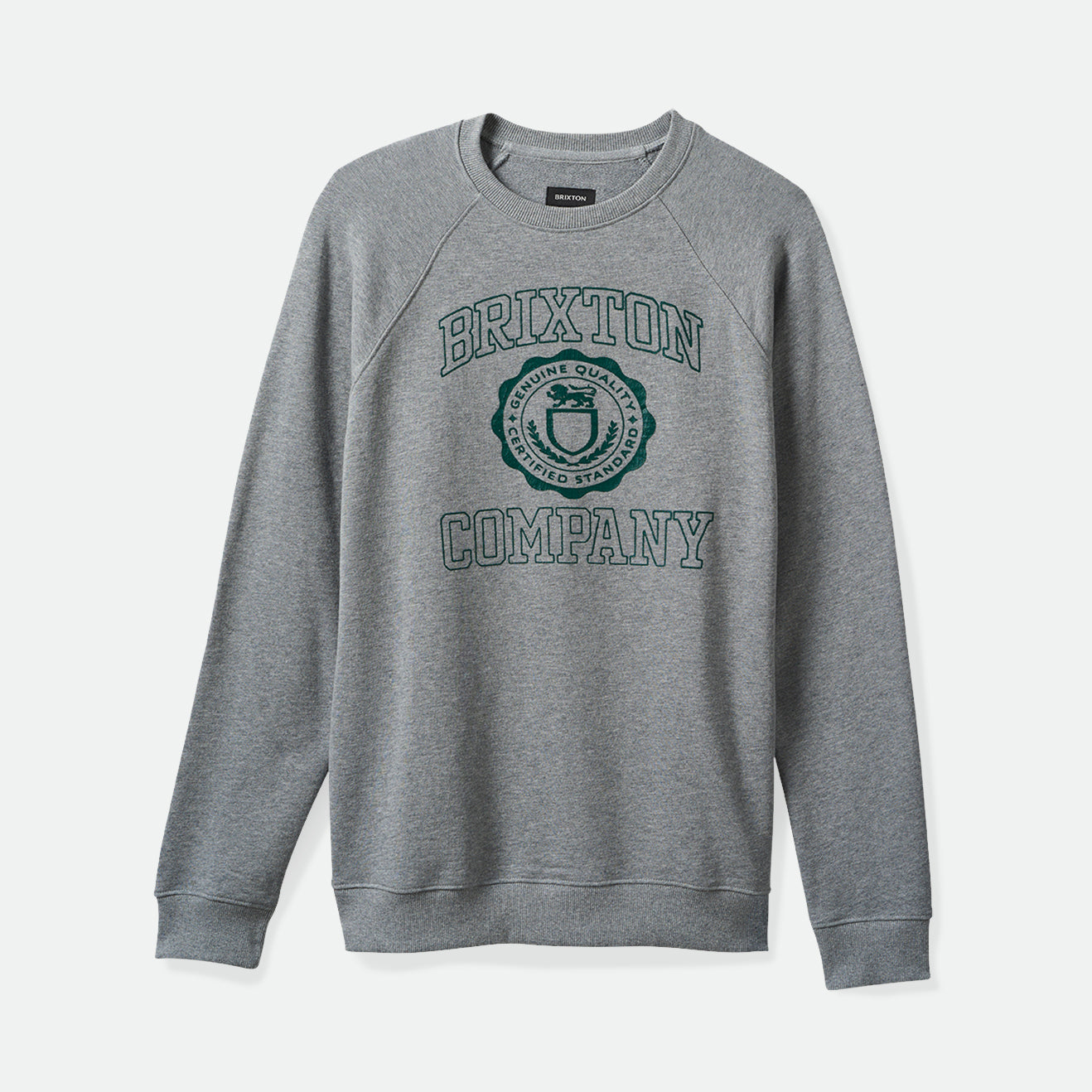 UNIVERSITY BROKEN IN CREW-HEATHER GREY/PINE NEEDLE