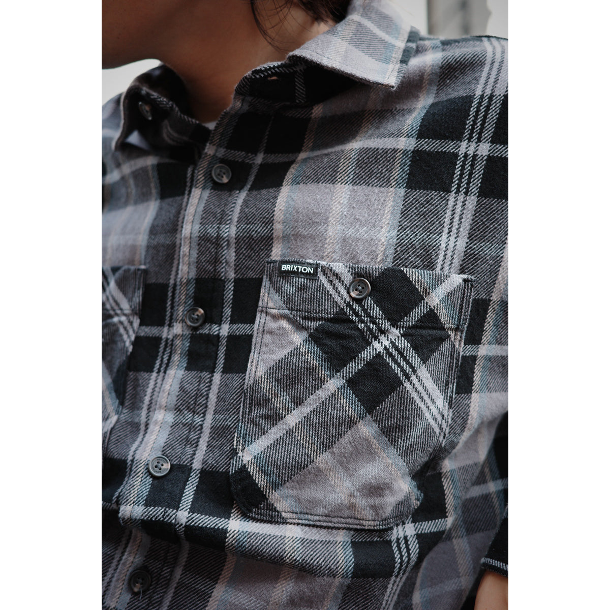 VINTAGE WASH FLANNEL - BLACK/CHARCOAL BEIGE/SLATE