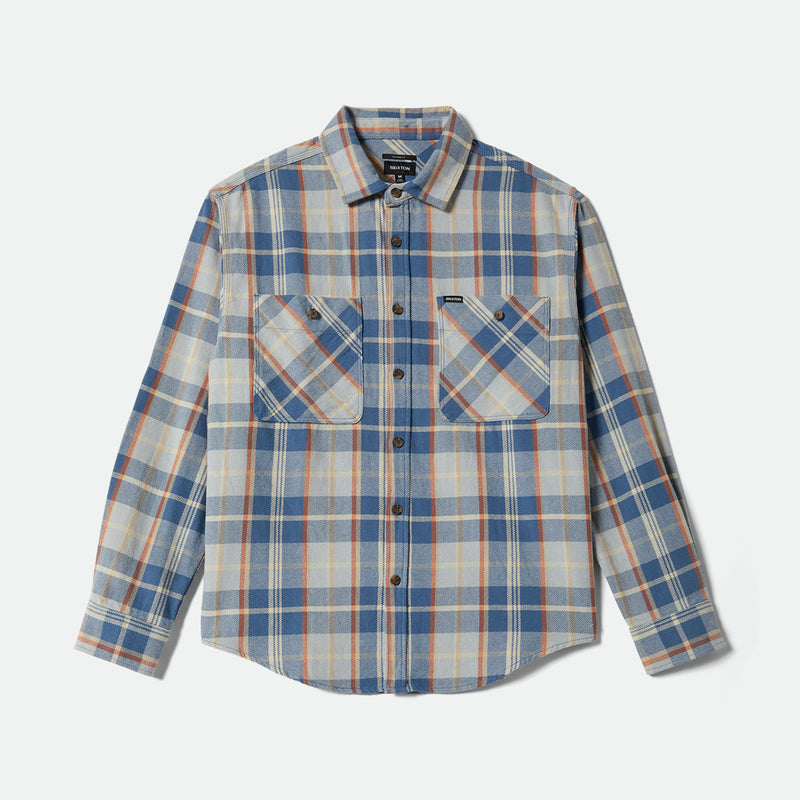 VINTAGE WASH FLANNEL - BLUE/SOFT BLUE/ORANGE