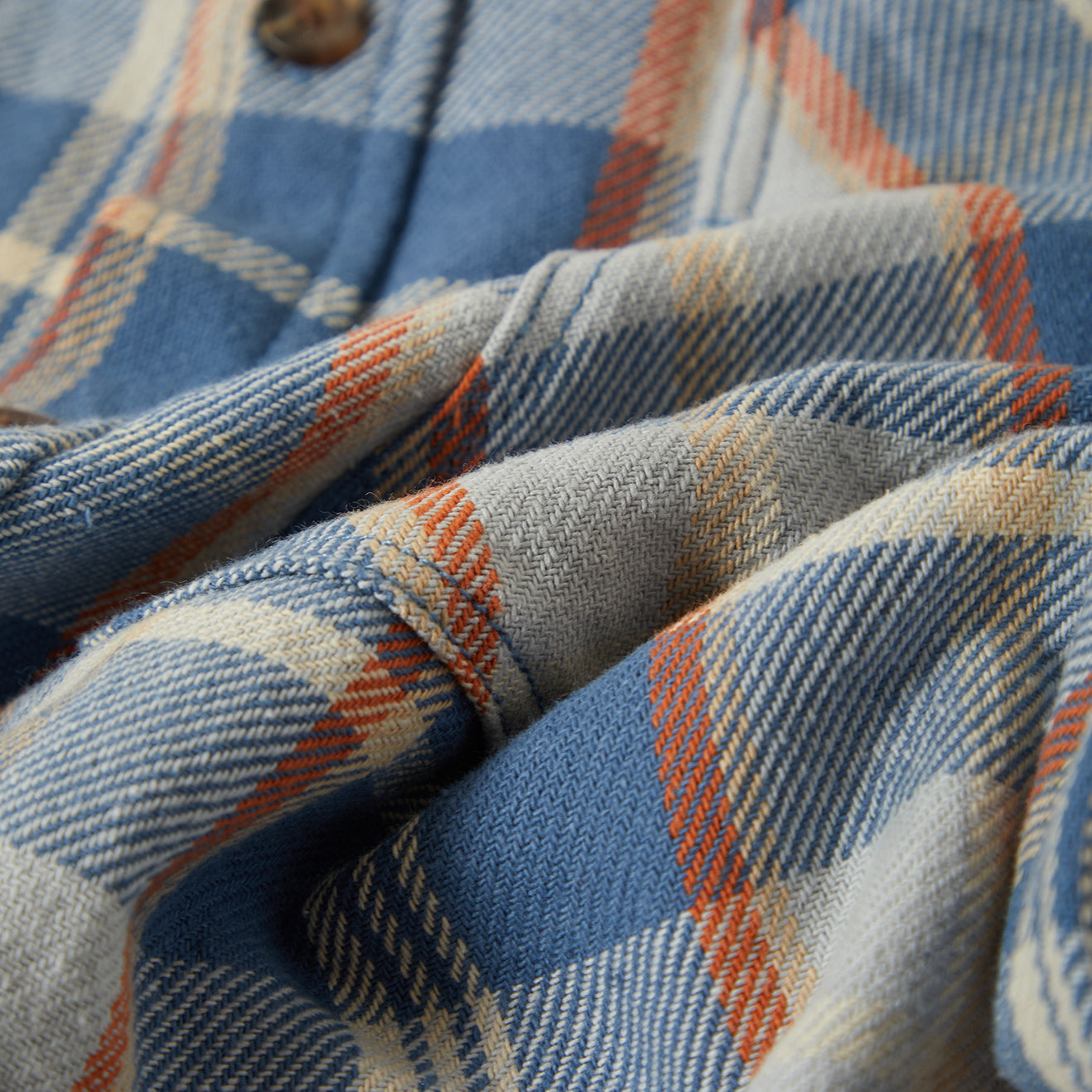 VINTAGE WASH FLANNEL - BLUE/SOFT BLUE/ORANGE
