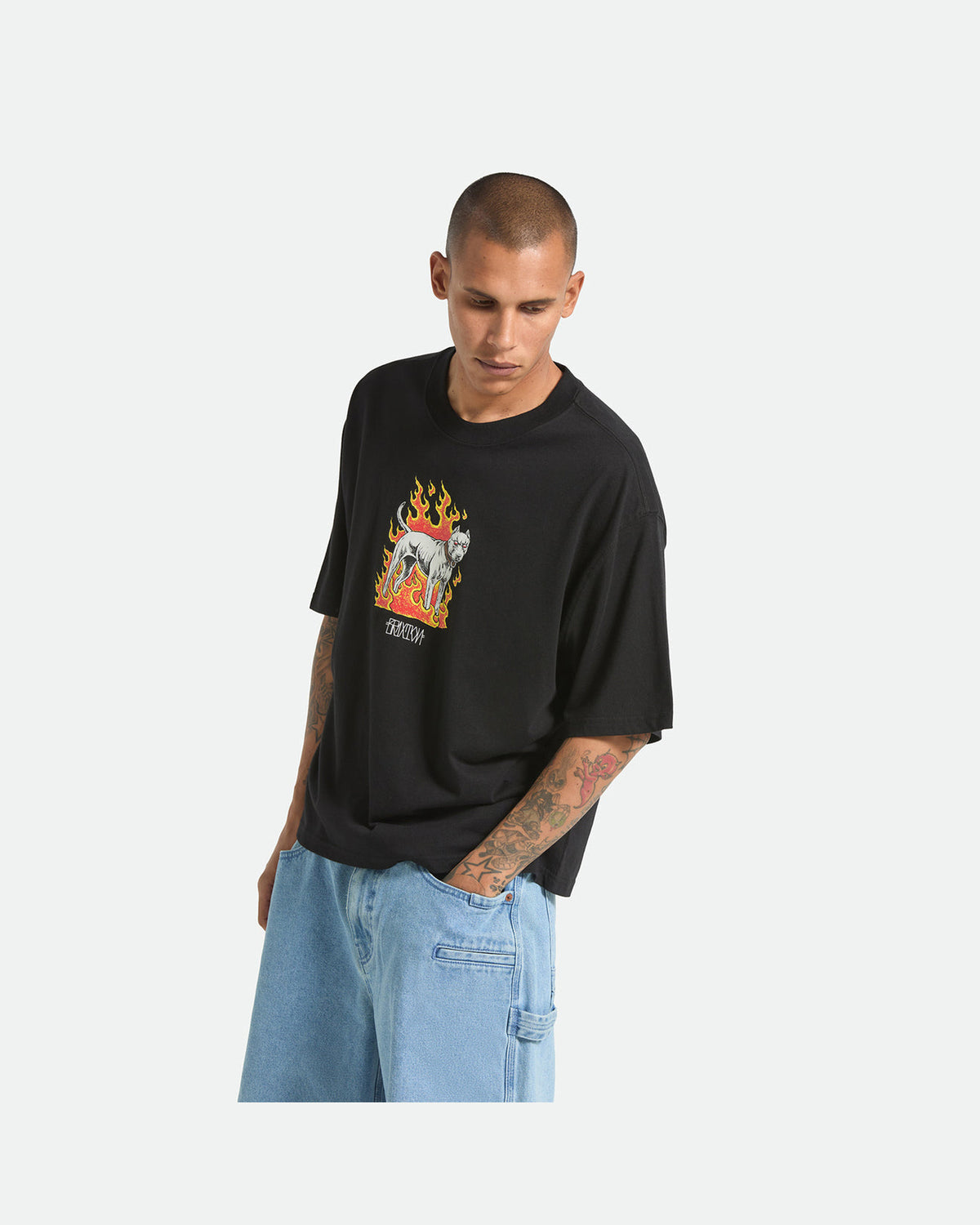 WILSHRE S/S BOXED CROP - BLACK