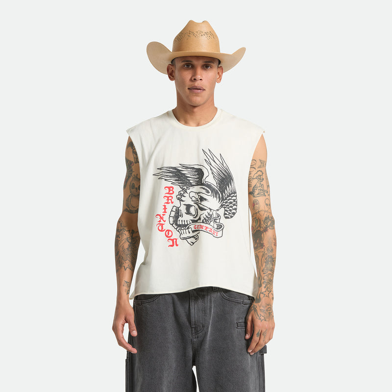 WOLCOTT WORN IN BOXY MUSCLE TANK - OFF WHITE