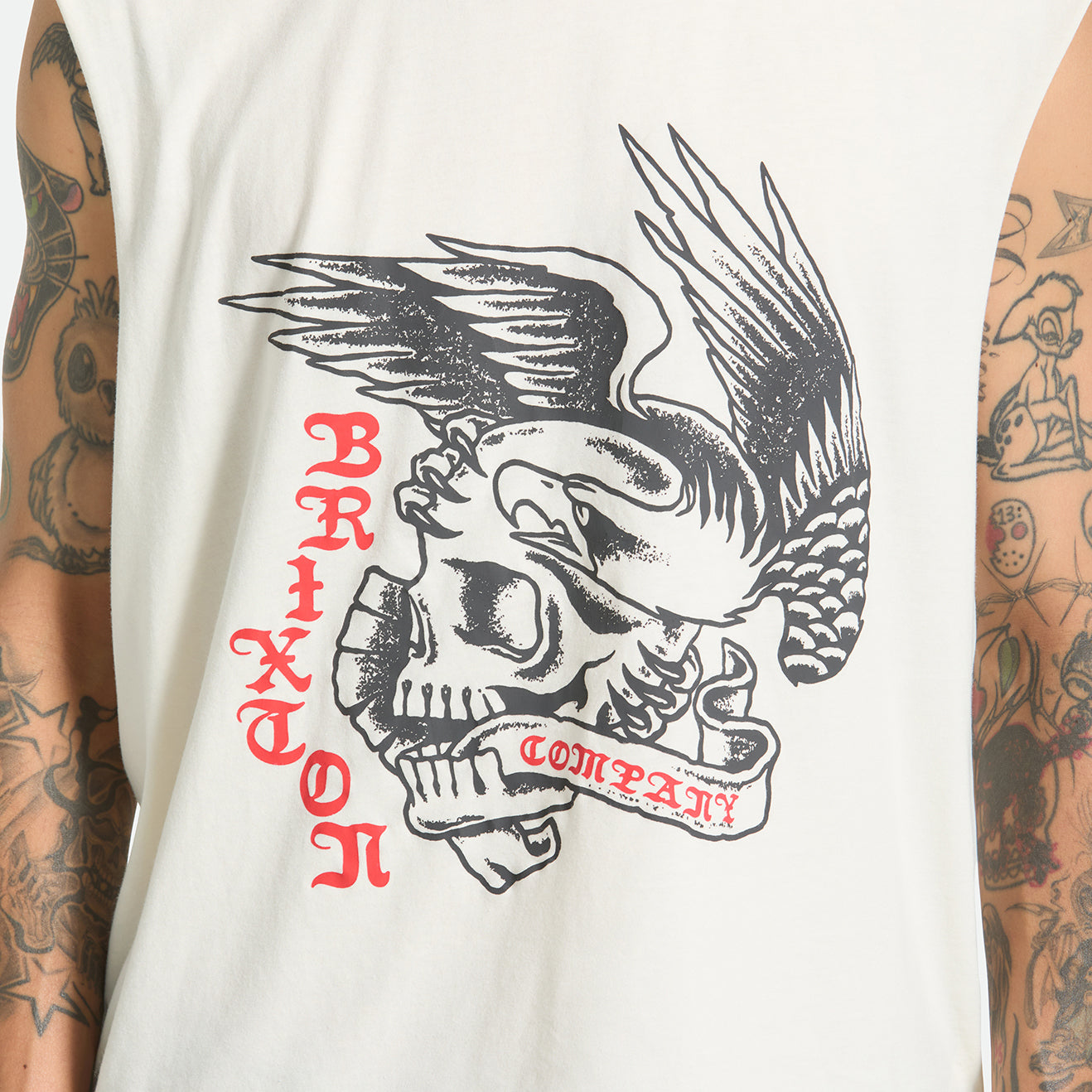 WOLCOTT WORN IN BOXY MUSCLE TANK - OFF WHITE